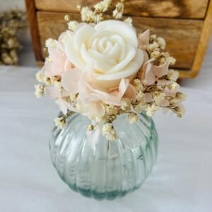 Jarrón con Flores Preservadas y Rosa Eterna