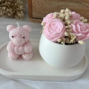 Pack Aura con Bandeja y Vela Osito Rosa